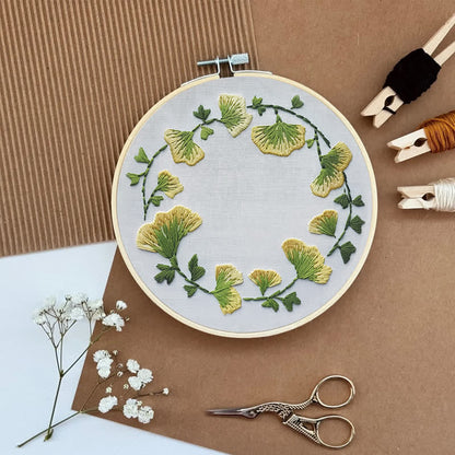 Rubbyoo Embroidery Kit - Ginkgo Leaves