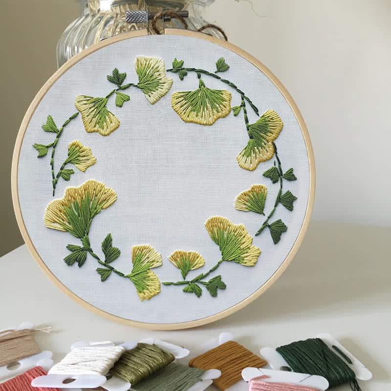 Rubbyoo Embroidery Kit - Ginkgo Leaves