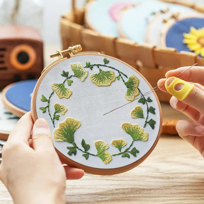 Rubbyoo Embroidery Kit - Ginkgo Leaves