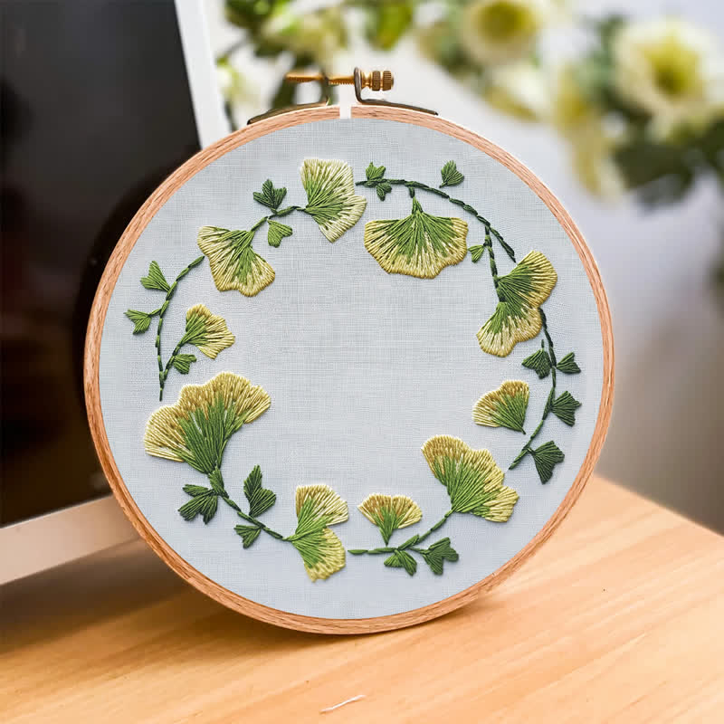 Rubbyoo Embroidery Kit - Ginkgo Leaves