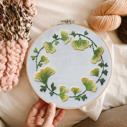 Rubbyoo Embroidery Kit - Ginkgo Leaves