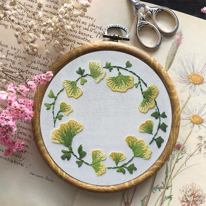 Rubbyoo Embroidery Kit - Ginkgo Leaves
