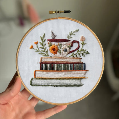Rubbyoo Embroidery Kit - Books and Flowers