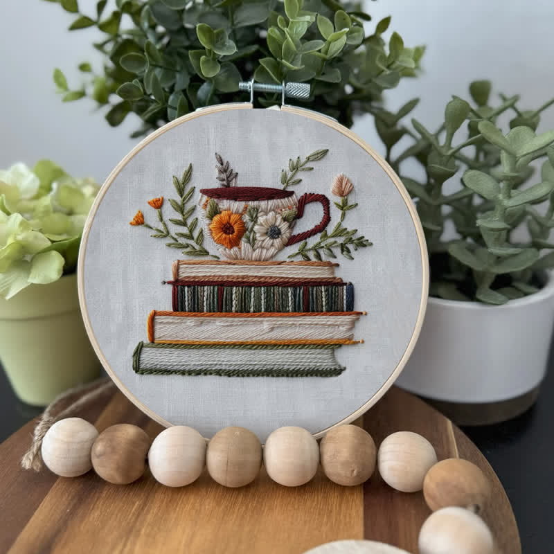 Rubbyoo Embroidery Kit - Books and Flowers