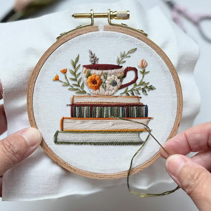 Rubbyoo Embroidery Kit - Books and Flowers