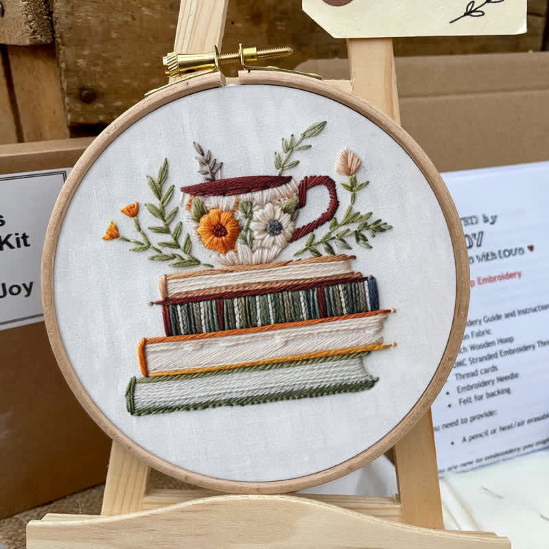 Rubbyoo Embroidery Kit - Books and Flowers