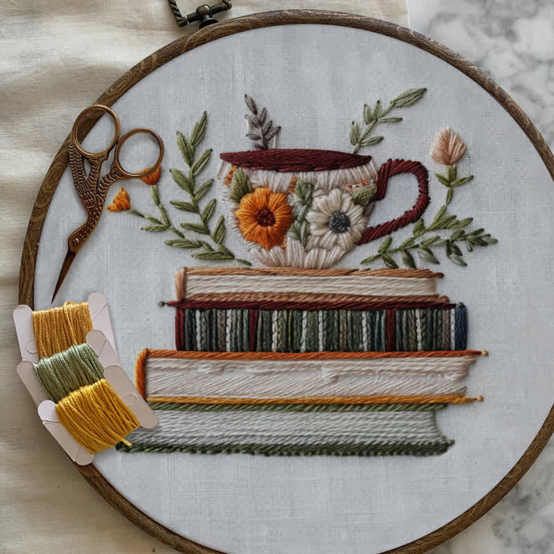 Rubbyoo Embroidery Kit - Books and Flowers