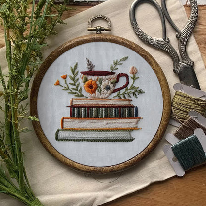 Rubbyoo Embroidery Kit - Books and Flowers