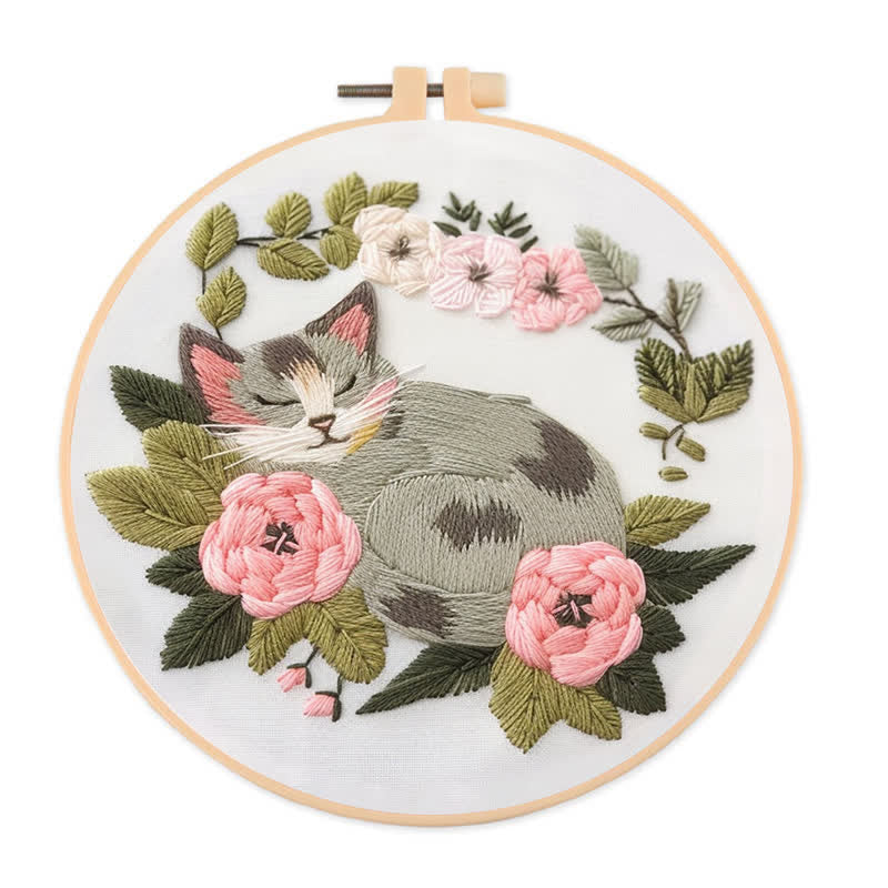Rubbyoo Embroidery Kit - Sleeping Cat
