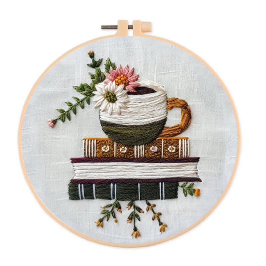 Rubbyoo Embroidery Kit - Books and Flowers