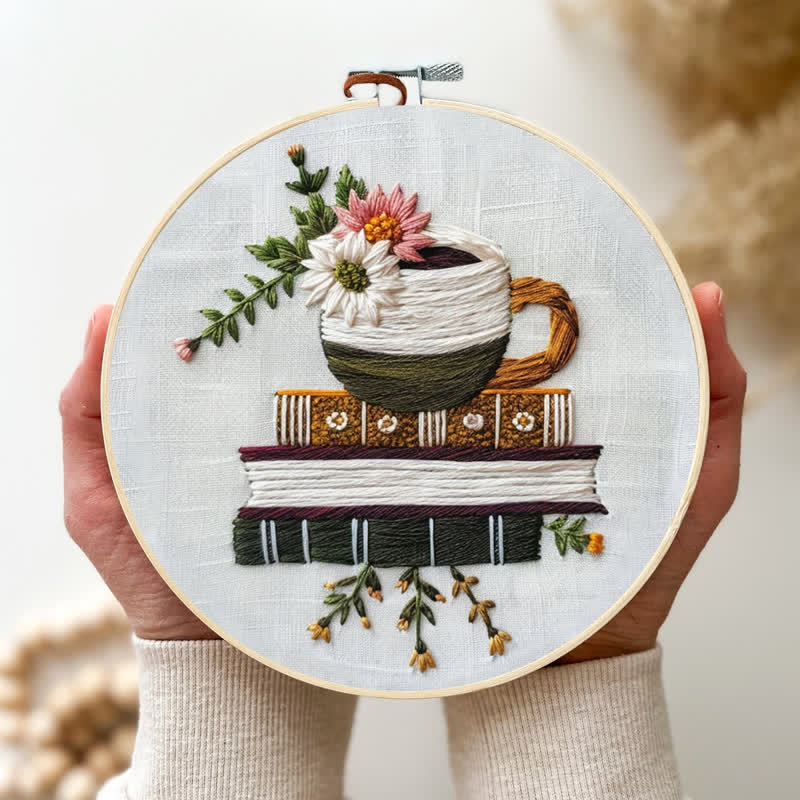 Rubbyoo Embroidery Kit - Books and Flowers
