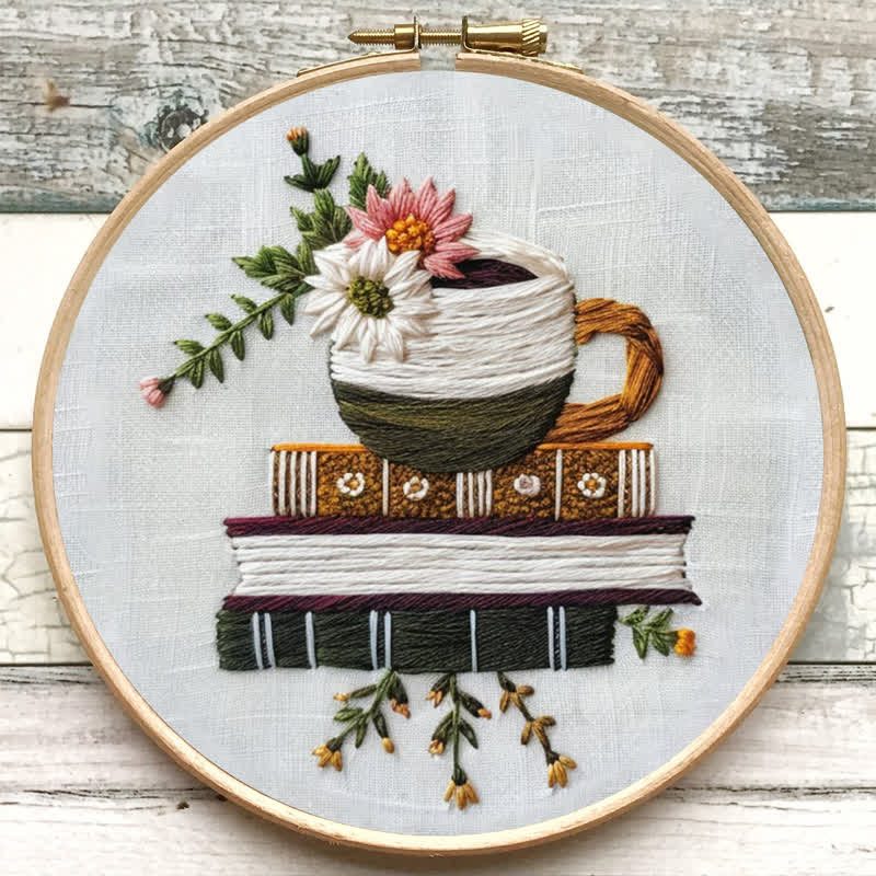 Rubbyoo Embroidery Kit - Books and Flowers