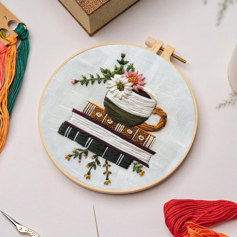 Rubbyoo Embroidery Kit - Books and Flowers
