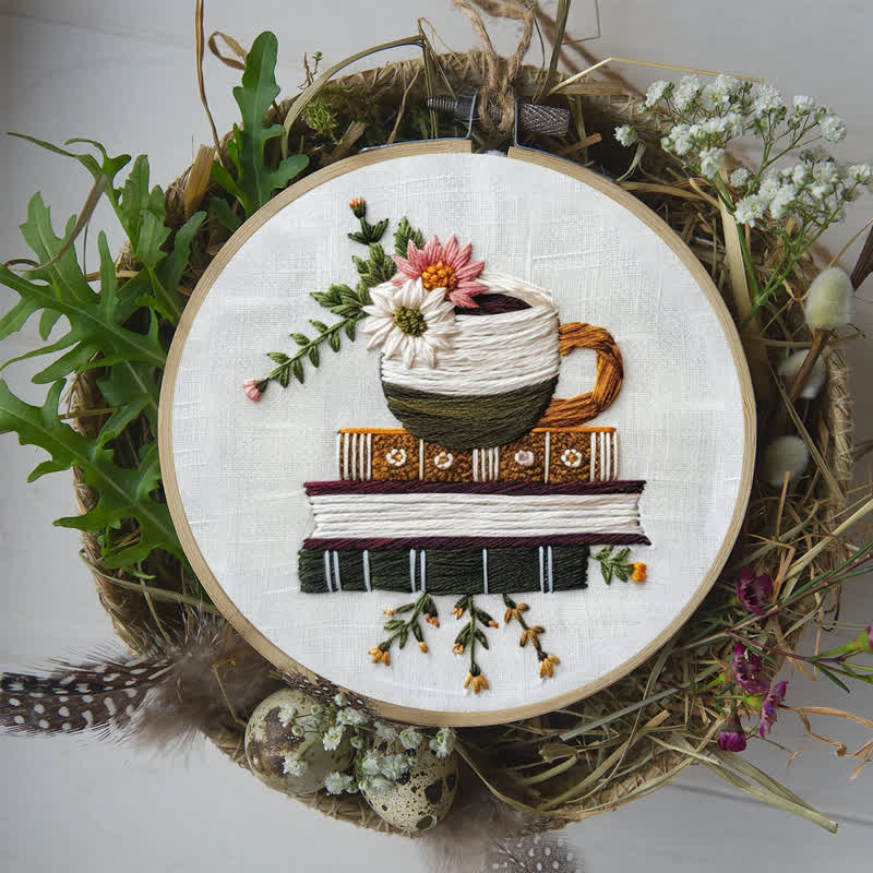 Rubbyoo Embroidery Kit - Books and Flowers