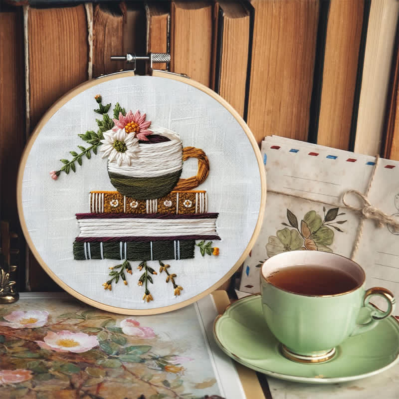 Rubbyoo Embroidery Kit - Books and Flowers