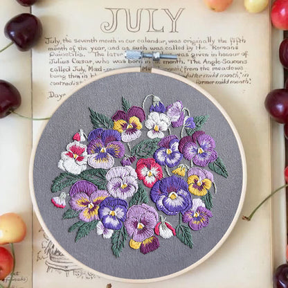 Rubbyoo Embroidery Kit - Pansies