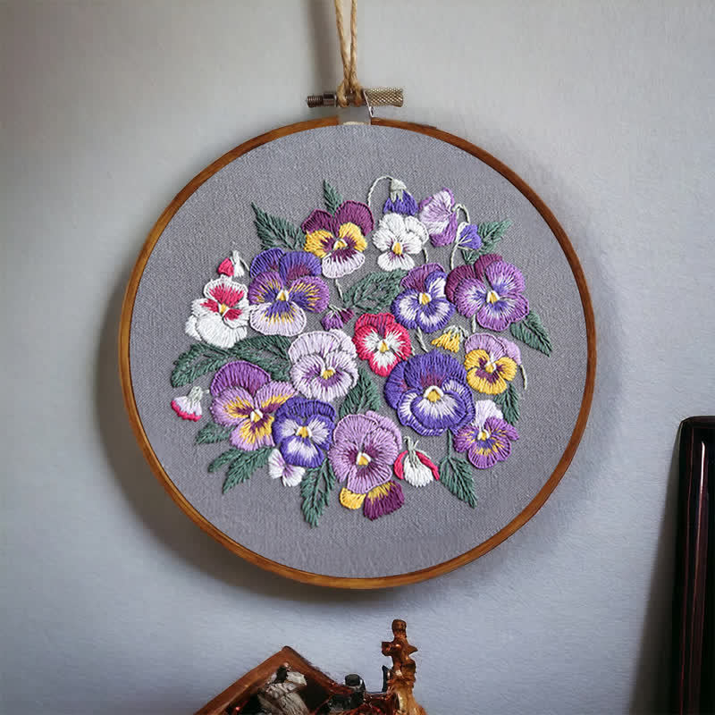 Rubbyoo Embroidery Kit - Pansies