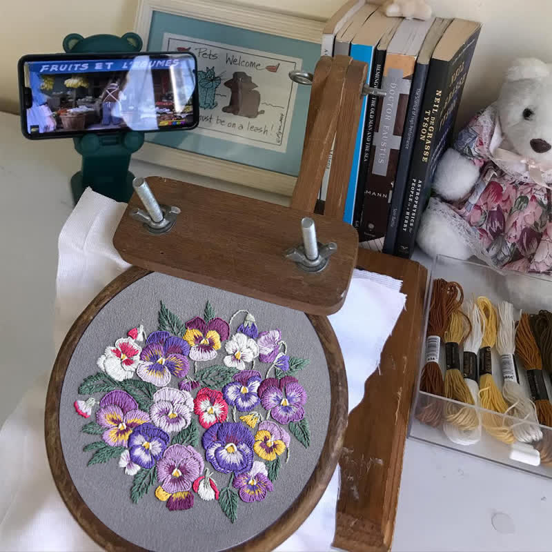 Rubbyoo Embroidery Kit - Pansies