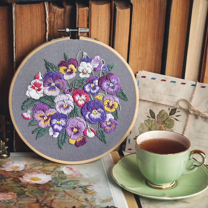 Rubbyoo Embroidery Kit - Pansies