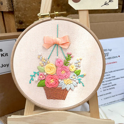 Rubbyoo Embroidery Kit - Basket Of Peonies