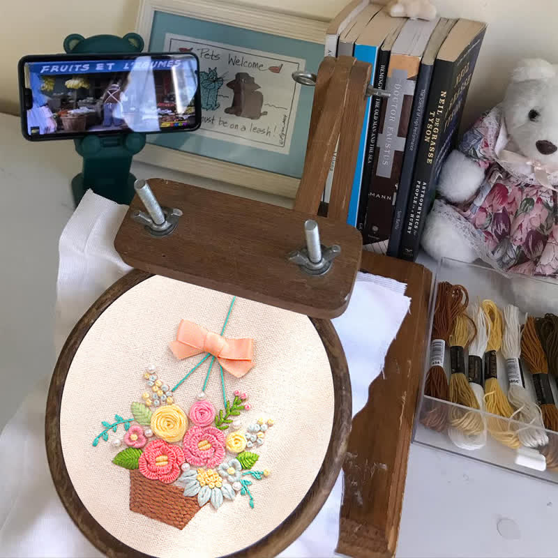 Rubbyoo Embroidery Kit - Basket Of Peonies
