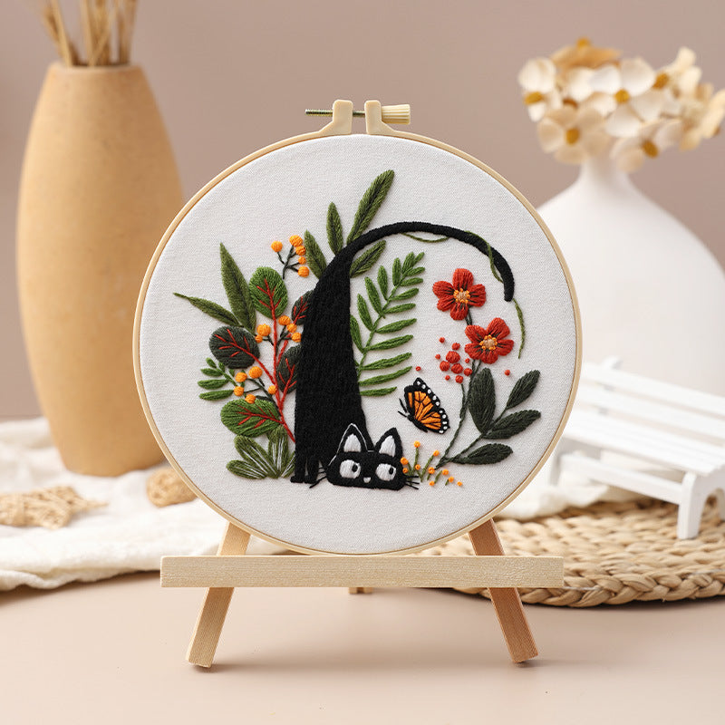Little Black Cat -Themed DIY Embroidery Kits