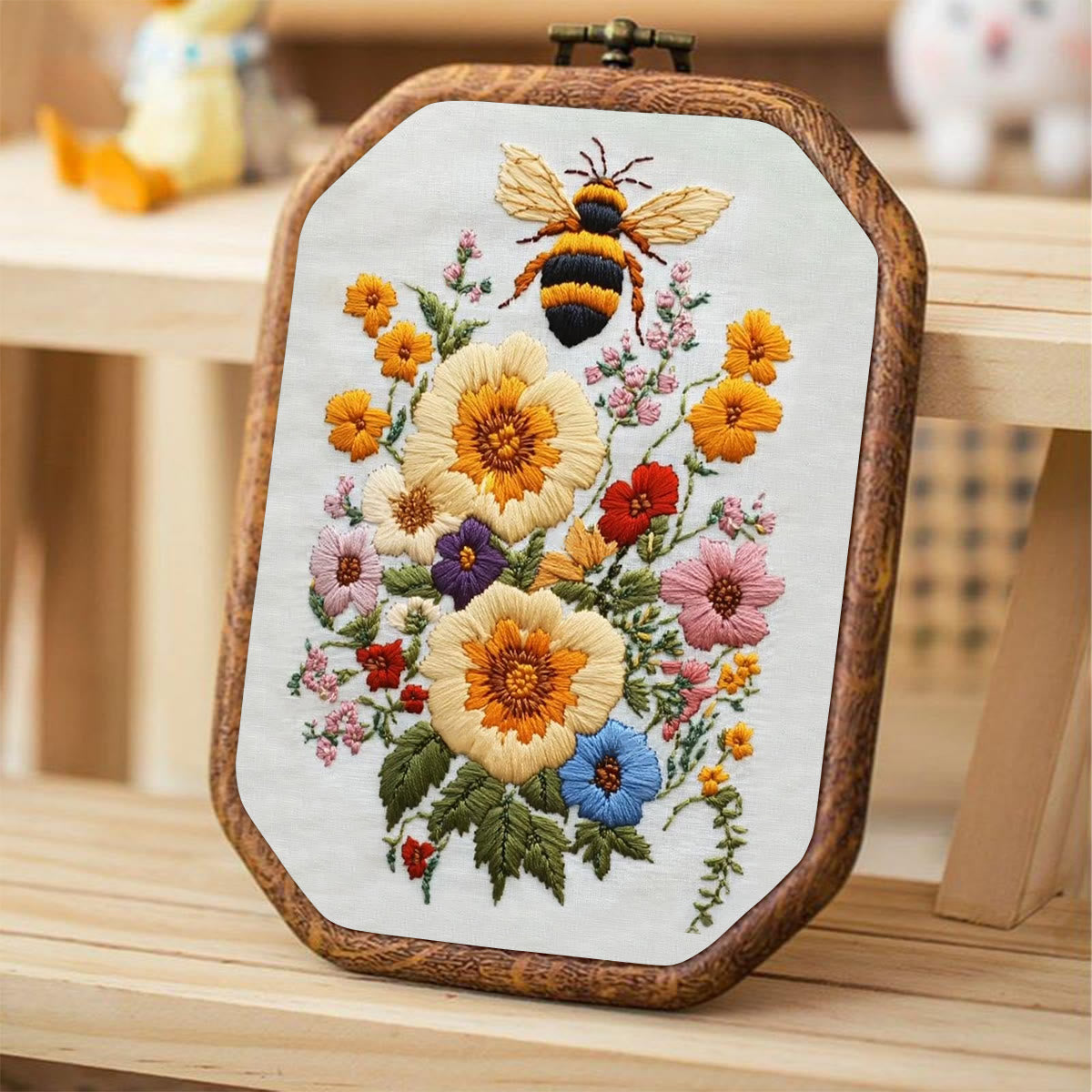 Rubbyoo Embroidery Kit-  Bee And Flowers