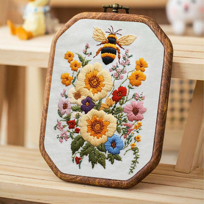 Rubbyoo Embroidery Kit-  Bee And Flowers