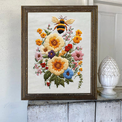 Rubbyoo Embroidery Kit-  Bee And Flowers