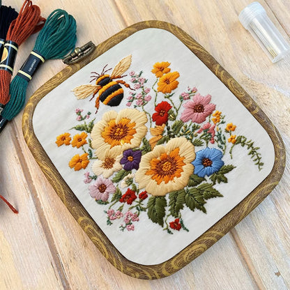 Rubbyoo Embroidery Kit-  Bee And Flowers