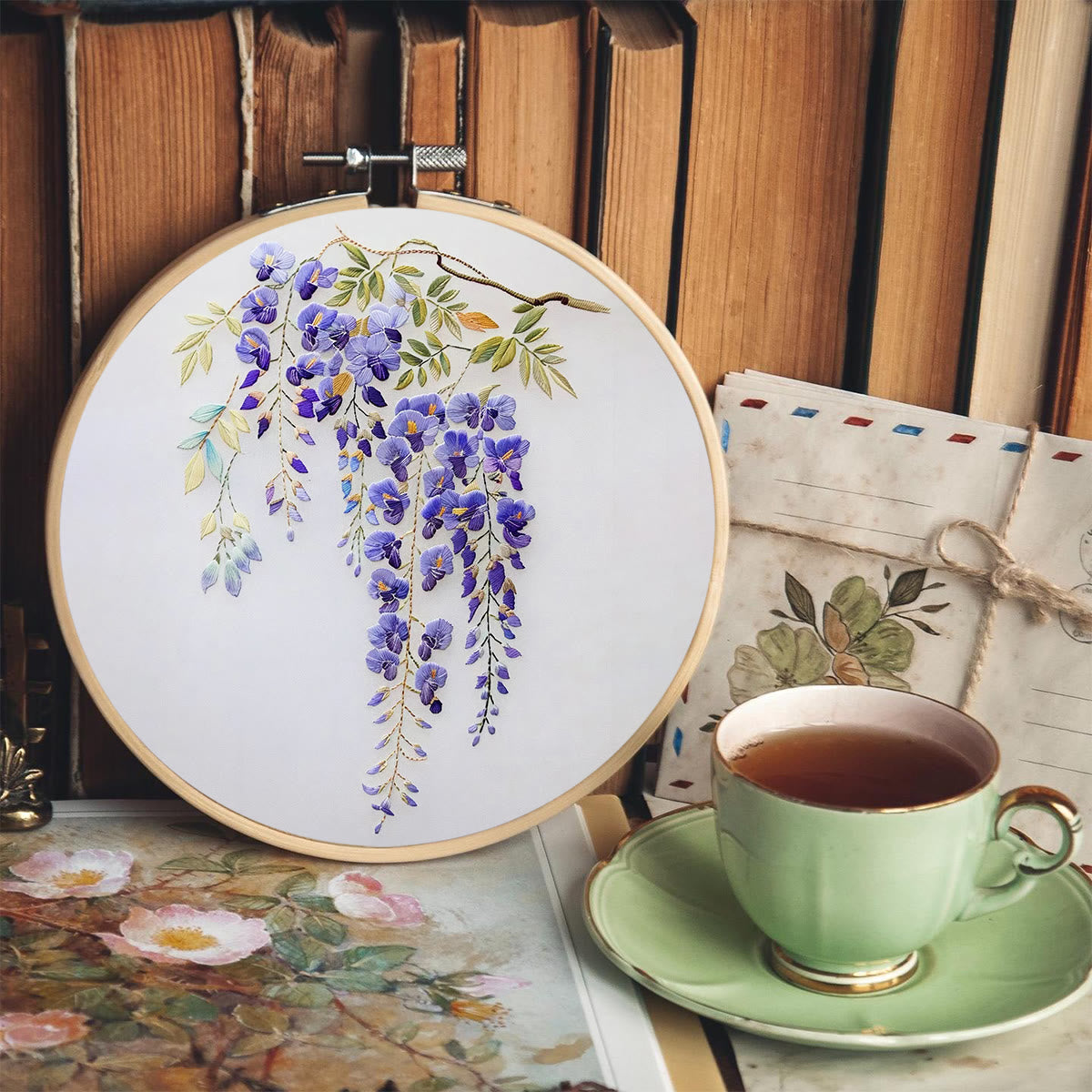 Rubbyoo Embroidery Kit-   Wisteria Flower