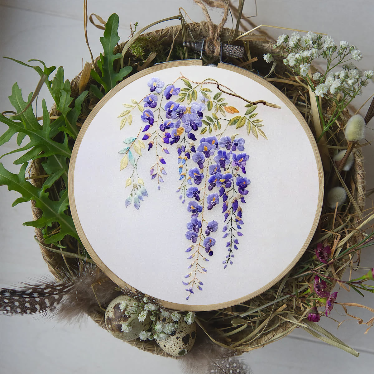 Rubbyoo Embroidery Kit-   Wisteria Flower