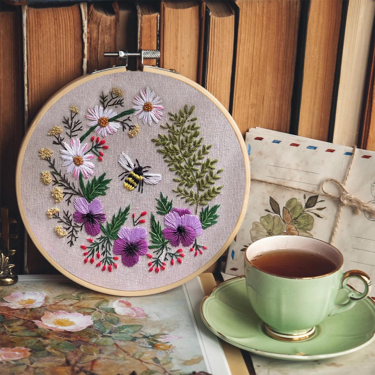 Rubbyoo Embroidery Kit-   Honey Bee Garden