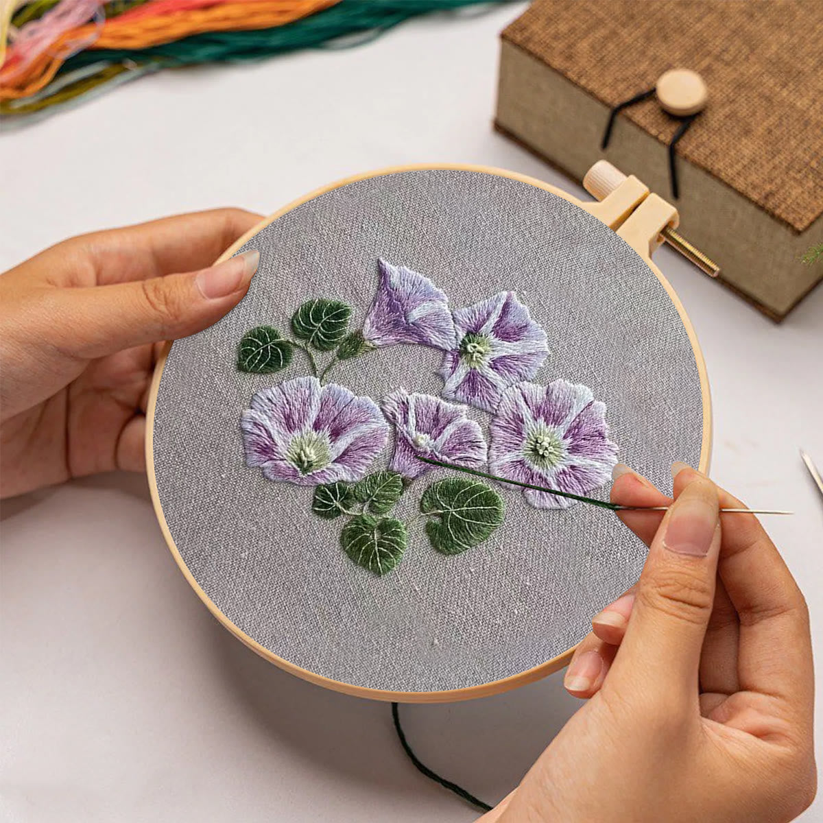 Rubbyoo Embroidery Kit- Mini Purple Hortensia