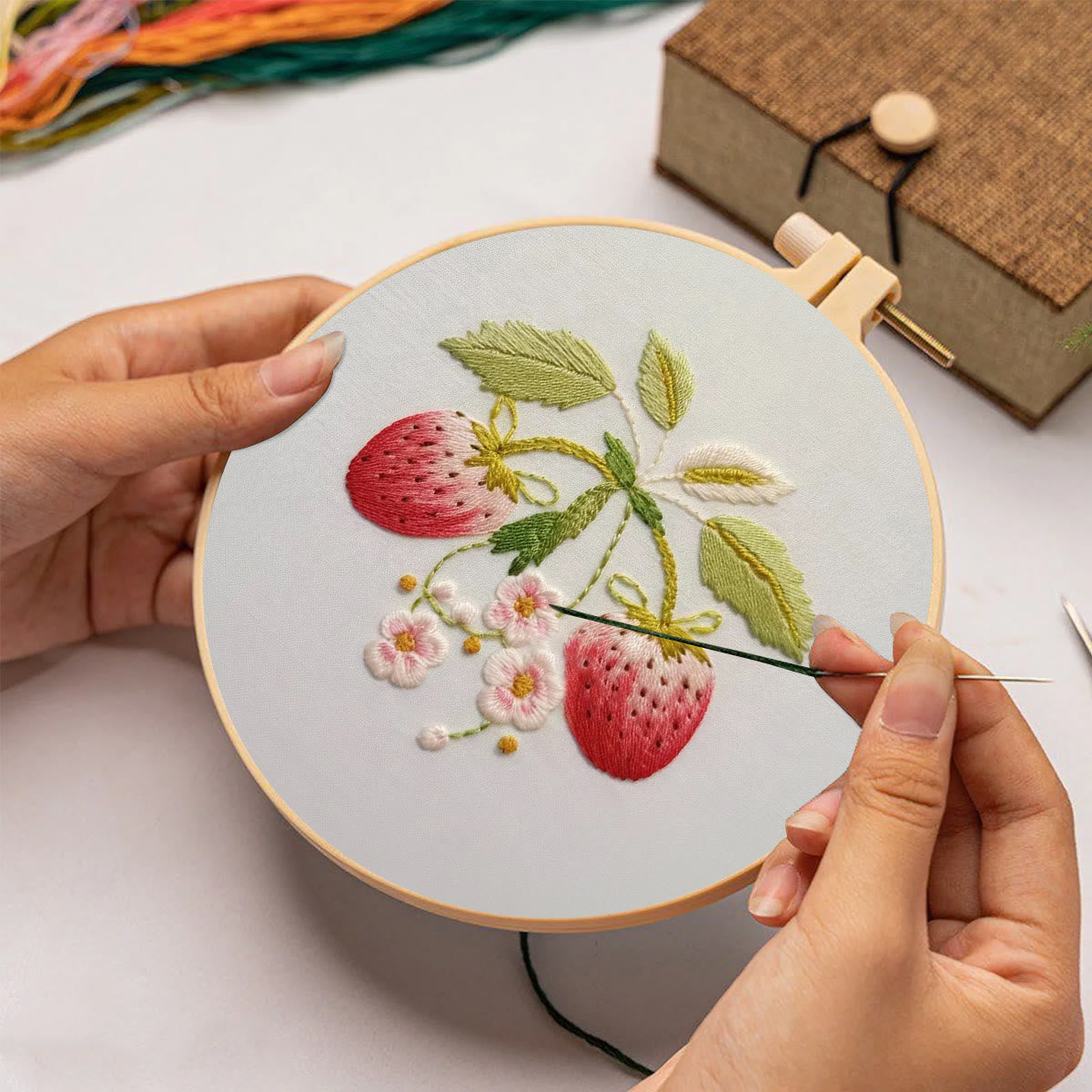 Rubbyoo Embroidery Kit-  Strawberry Blossoms