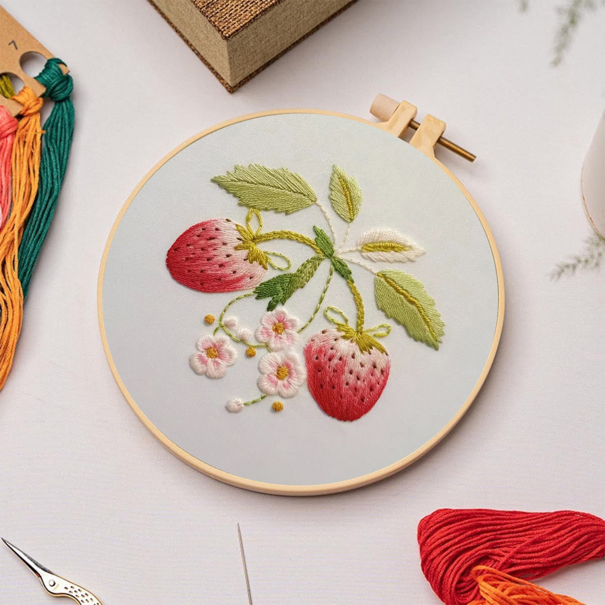 Rubbyoo Embroidery Kit-  Strawberry Blossoms