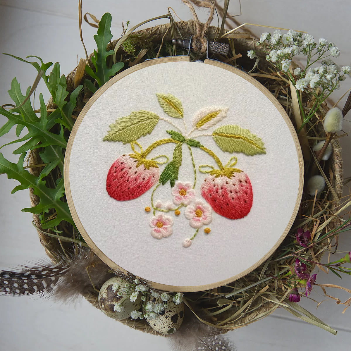 Rubbyoo Embroidery Kit-  Strawberry Blossoms