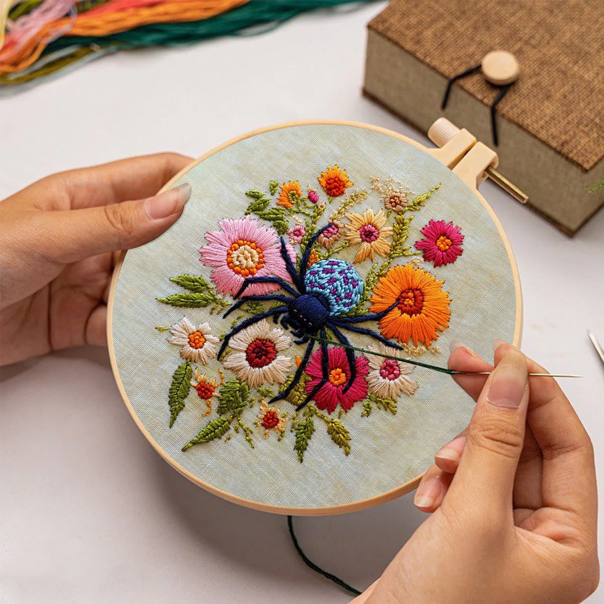 Rubbyoo Embroidery Kit-  Insects Spring Flowers