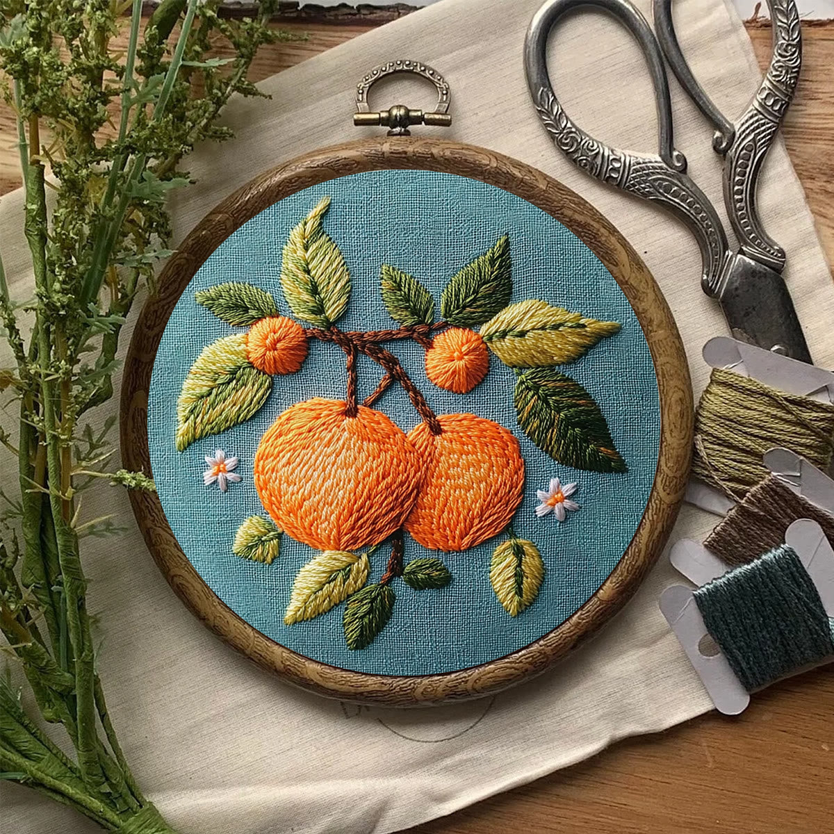 Rubbyoo Embroidery Kit-  Branch Oranges