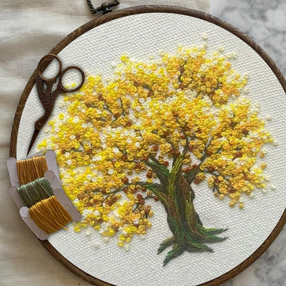 Rubbyoo Embroidery Kit-   Yellow Blooming Tree