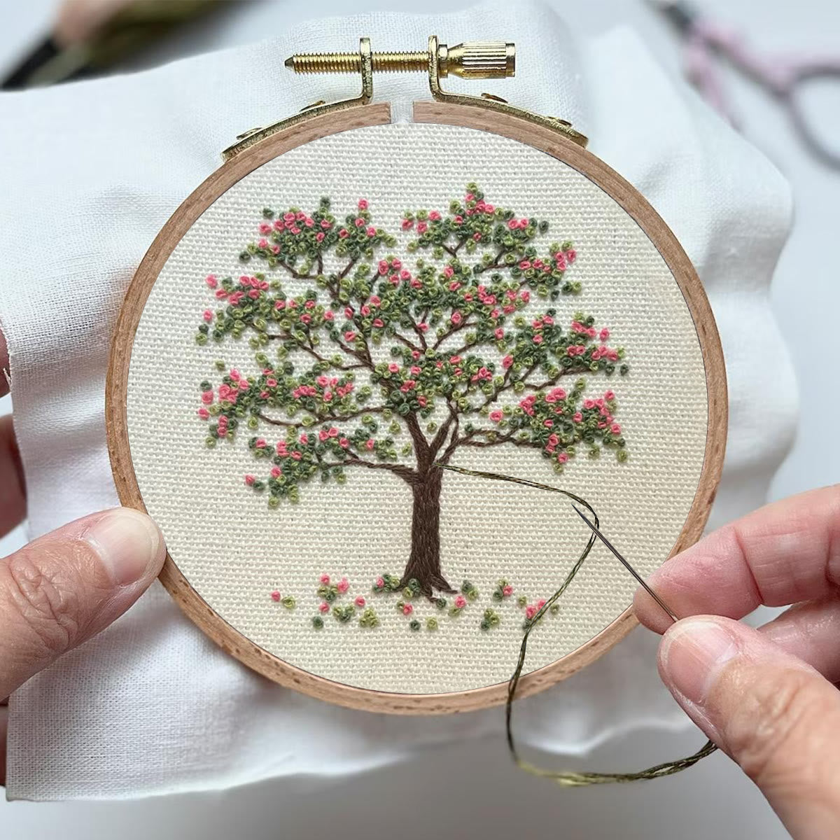 Rubbyoo Embroidery Kit-  Pink Flower Tree
