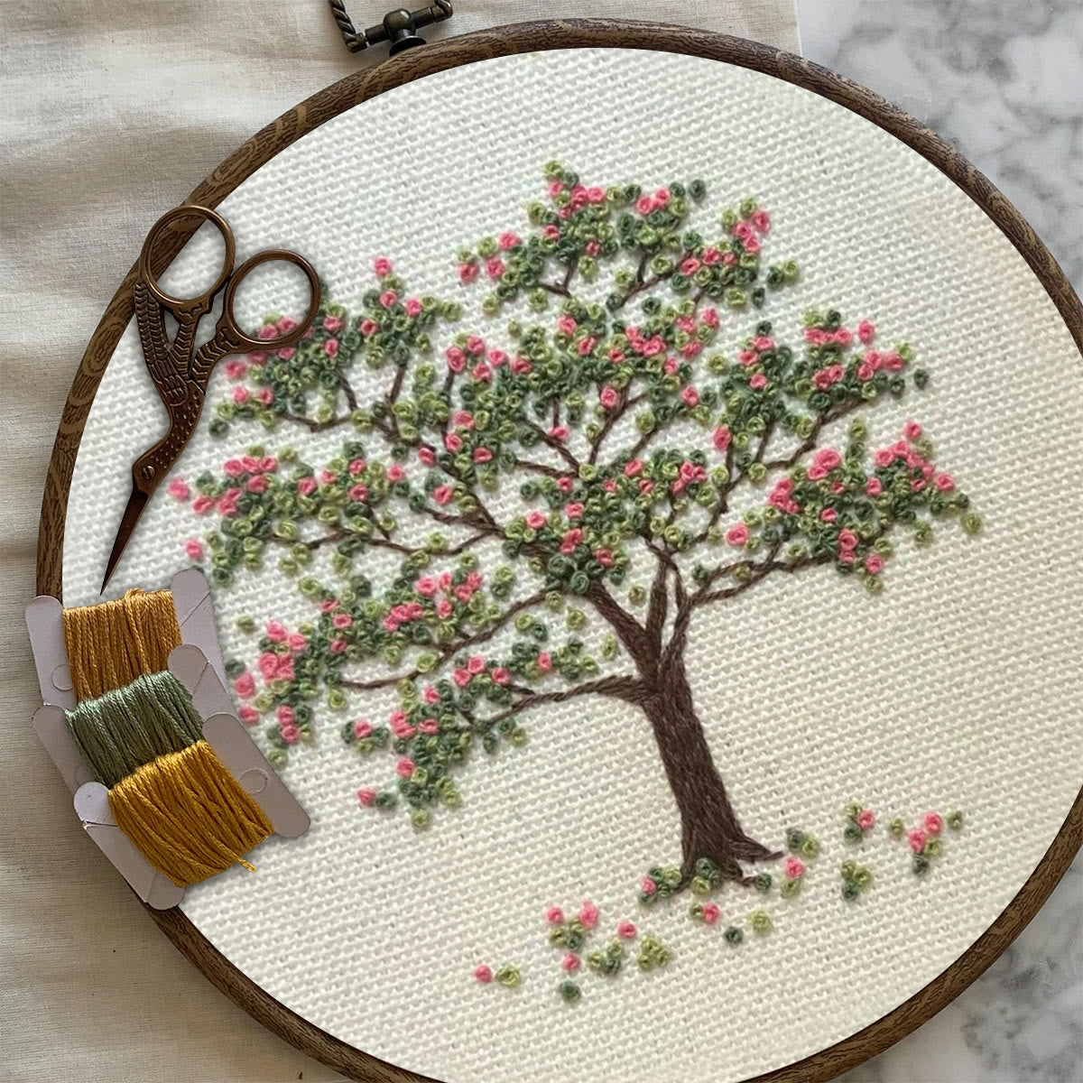 Rubbyoo Embroidery Kit-  Pink Flower Tree