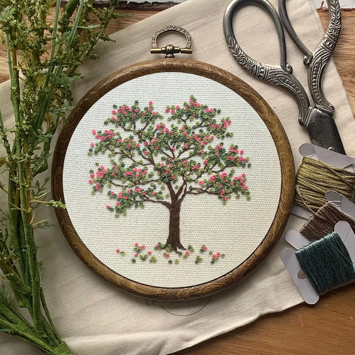 Rubbyoo Embroidery Kit-  Pink Flower Tree