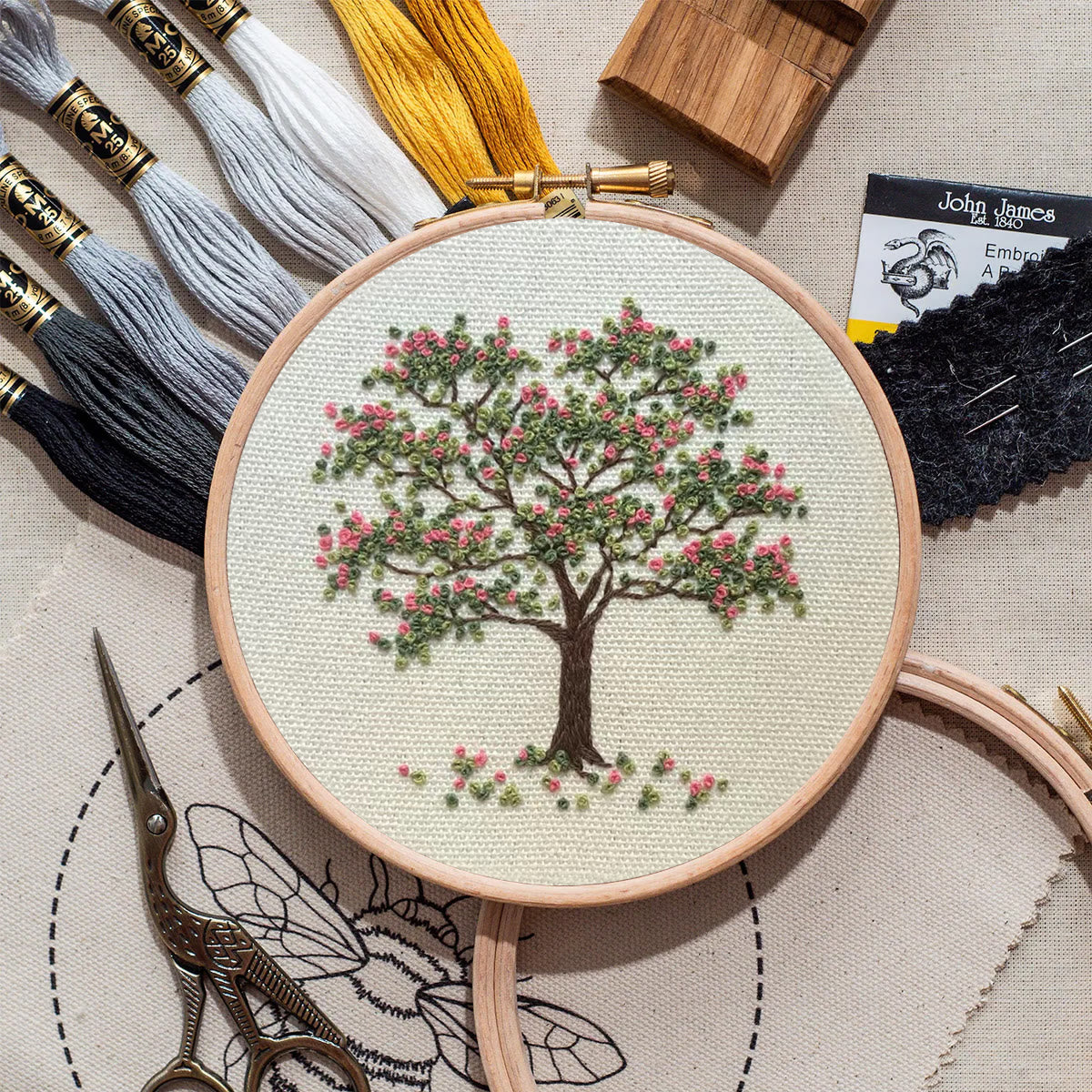 Rubbyoo Embroidery Kit-  Pink Flower Tree