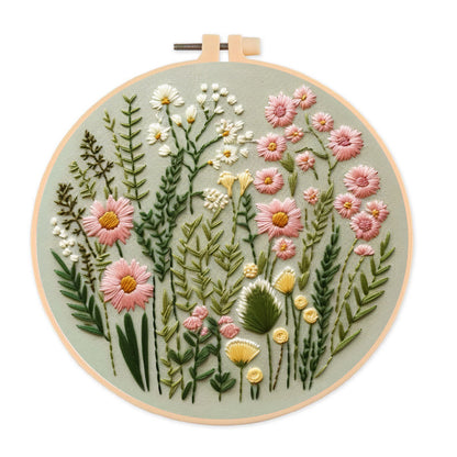 Rubbyoo Embroidery Kit- Simple Wildflowers Easy Embroidery Kit for Beginners | Wall Decor