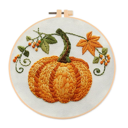 Rubbyoo Embroidery Kit- Pumpkin Easy  Embroidery Kit For Beginners | Cozy Crafts