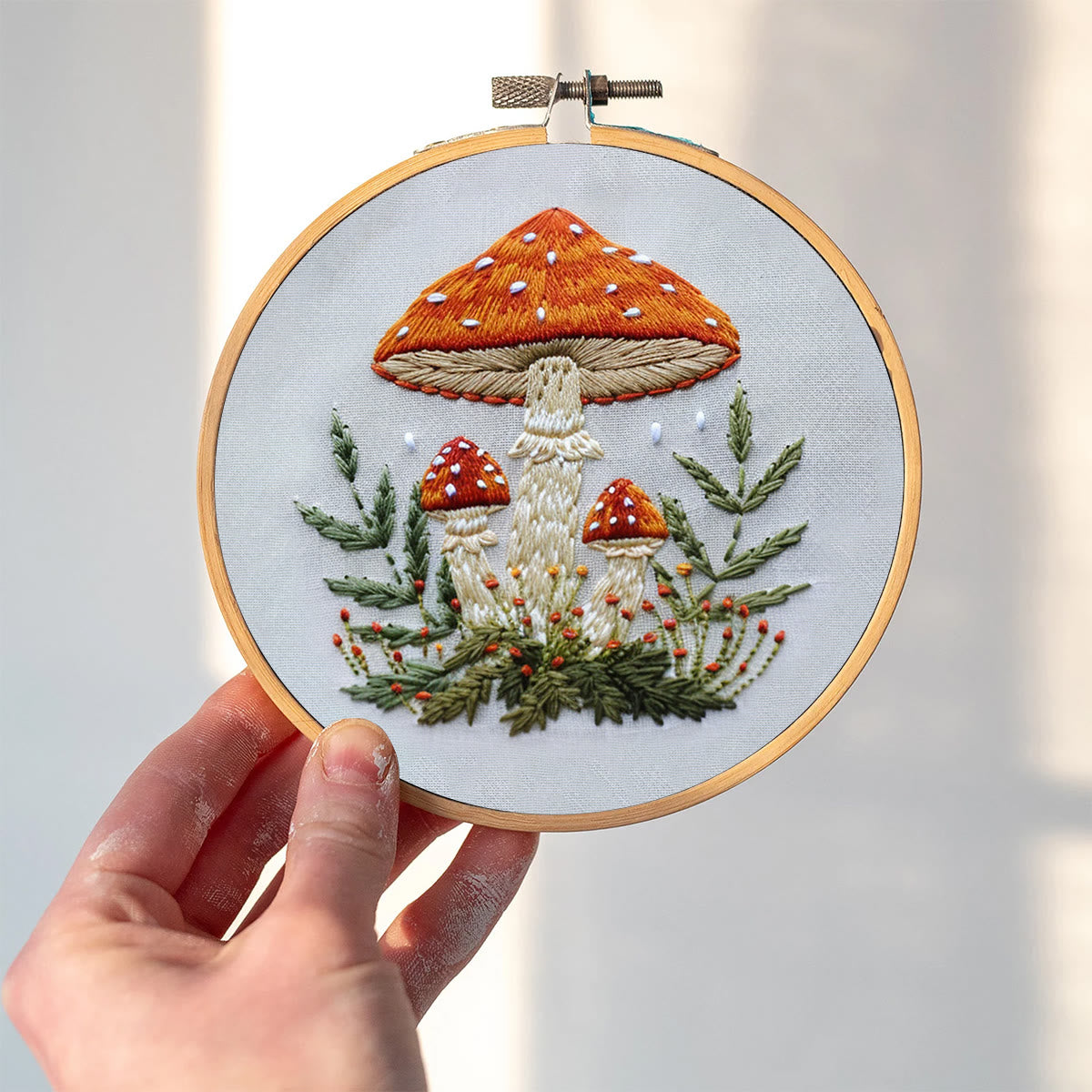 Rubbyoo Embroidery Kit- Mushrooms  Easy  Embroidery Kit For Beginners | Autumn Crafts