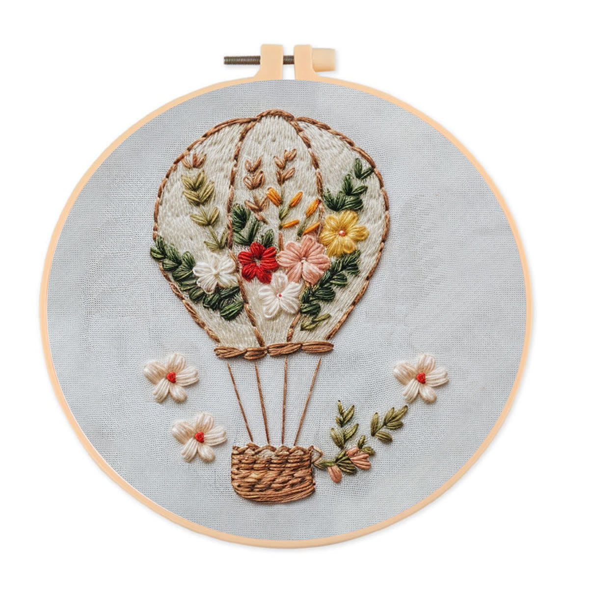 Rubbyoo Embroidery Kit-Floral Hot Air Balloon  Easy  Embroidery Kit For Beginners | Autumn Crafts