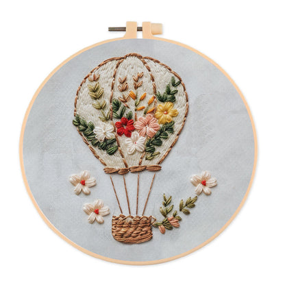 Rubbyoo Embroidery Kit-Floral Hot Air Balloon  Easy  Embroidery Kit For Beginners | Autumn Crafts