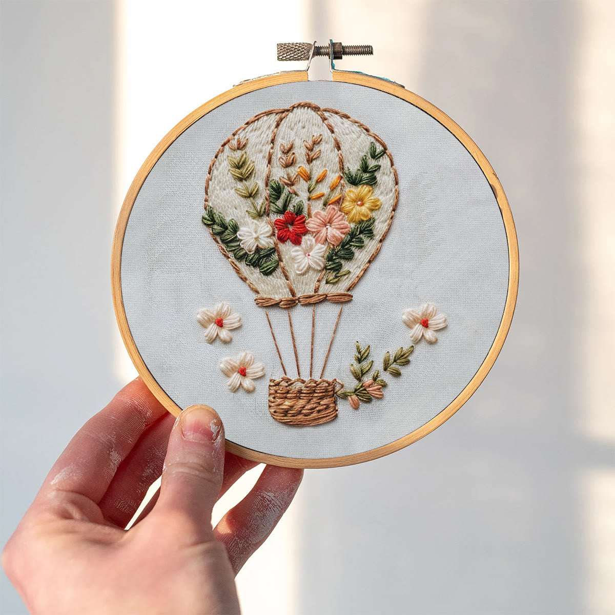 Rubbyoo Embroidery Kit-Floral Hot Air Balloon  Easy  Embroidery Kit For Beginners | Autumn Crafts